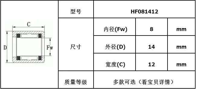 10pcs Special One-way Needle Roller Bearing Hf081412 For Haoshentuo Bearing Outer Ring Smooth Knurled Hexagon And Octagon