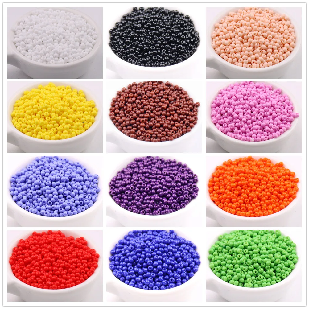 Cuentas de arroz de vidrio de Color sólido, pintura uniforme hecha a mano, cuentas de bricolaje, alta calidad, resistente al desgaste, 2mm, 3mm,
