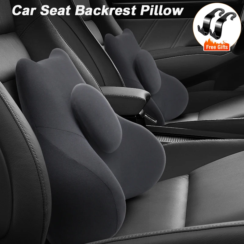 

Car Seat Lumbar Support Cushion Universal Soft Memory Foam Backrest Pillow Driver Travel Home Office Waist Pillow