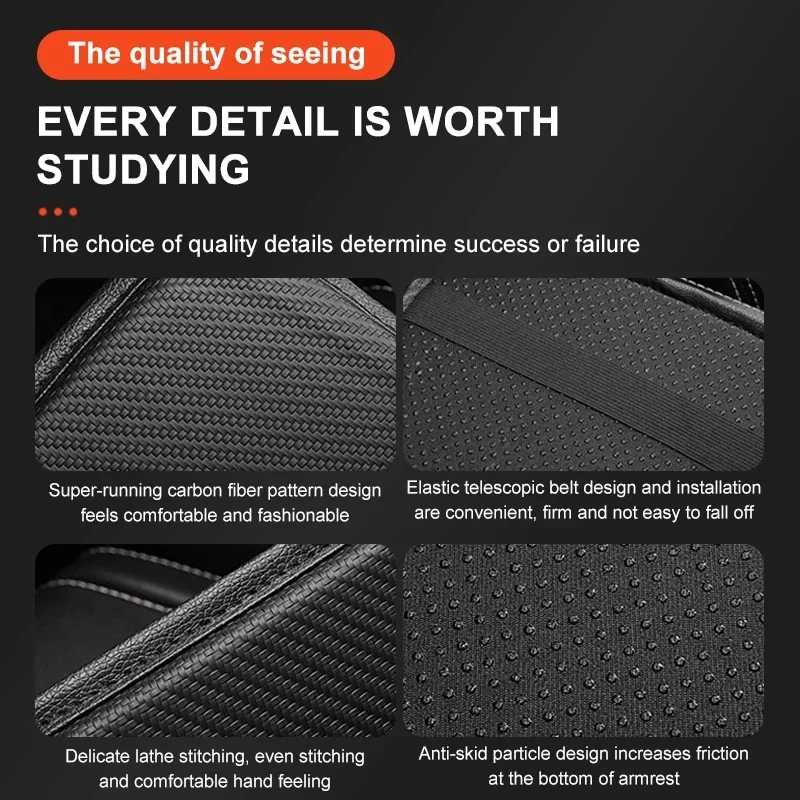 1Pcs Car Armrest Box Mats Leather Center Console Covers Emblem For Audi A1 A3 8P A4 B5 B6 B7 B8 A5 A6 C5 C6 C7 A7 A8 Q3 Q5 Q7 TT view 4