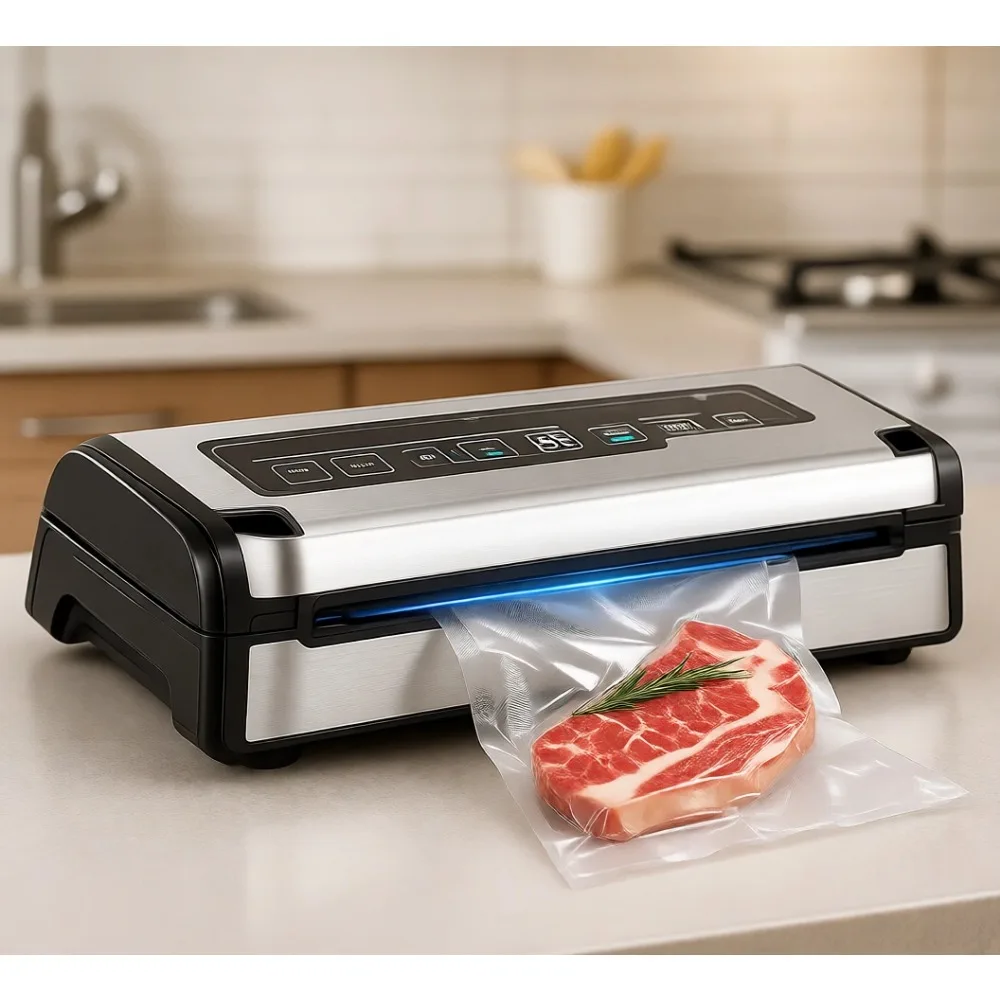 180W Vacuum Sealer 12in1 Double Pump Built in Cutter Bag Storage Dry Moist Marinate Memory Roll Hose