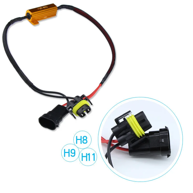 2X Error Free H4 H7 H8 H9 H11 9005 HB3 9006 HB4 50W6RJ Headlight Fog Light Xenon Lamp Bulb Decoder Resistor Wire Harness Adapter