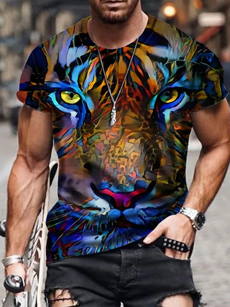 3D Tiger/lion T Shirt Men Women 2023 Summer Fashion Short Sleeve Printed Animal T-Shirt Cool Tops Tees