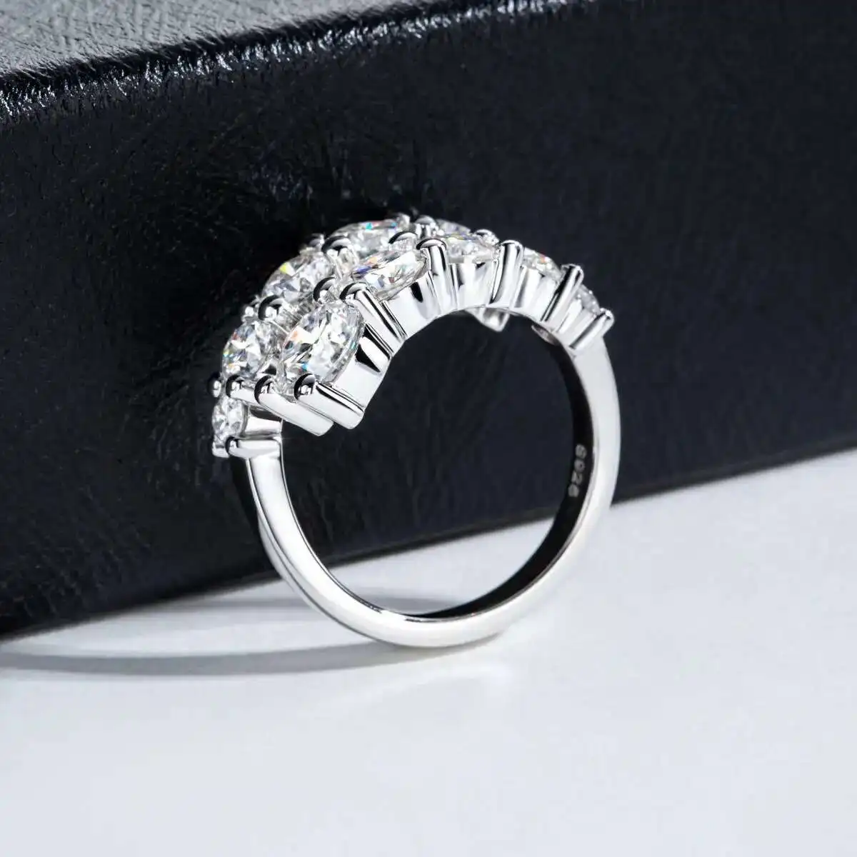 JoiasHome Edelsteine Vollmoissanit-Ringe für Damen Funkelnder Makelloser Diamant-Ehering S925 Sterling Silber Schmuck – Detail 8