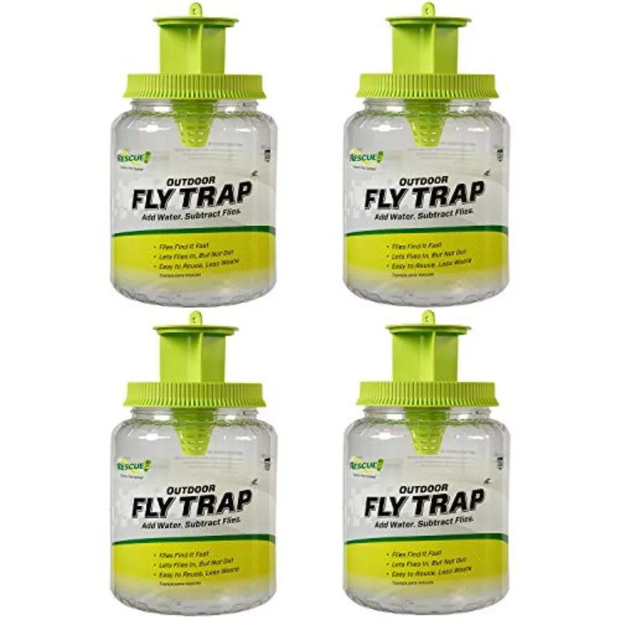 

Reusable Outdoor Fly Trap for Effective Pest Control in Gardens Patios and Outdoor Dining Areas 4-Pack Designed to Attract and