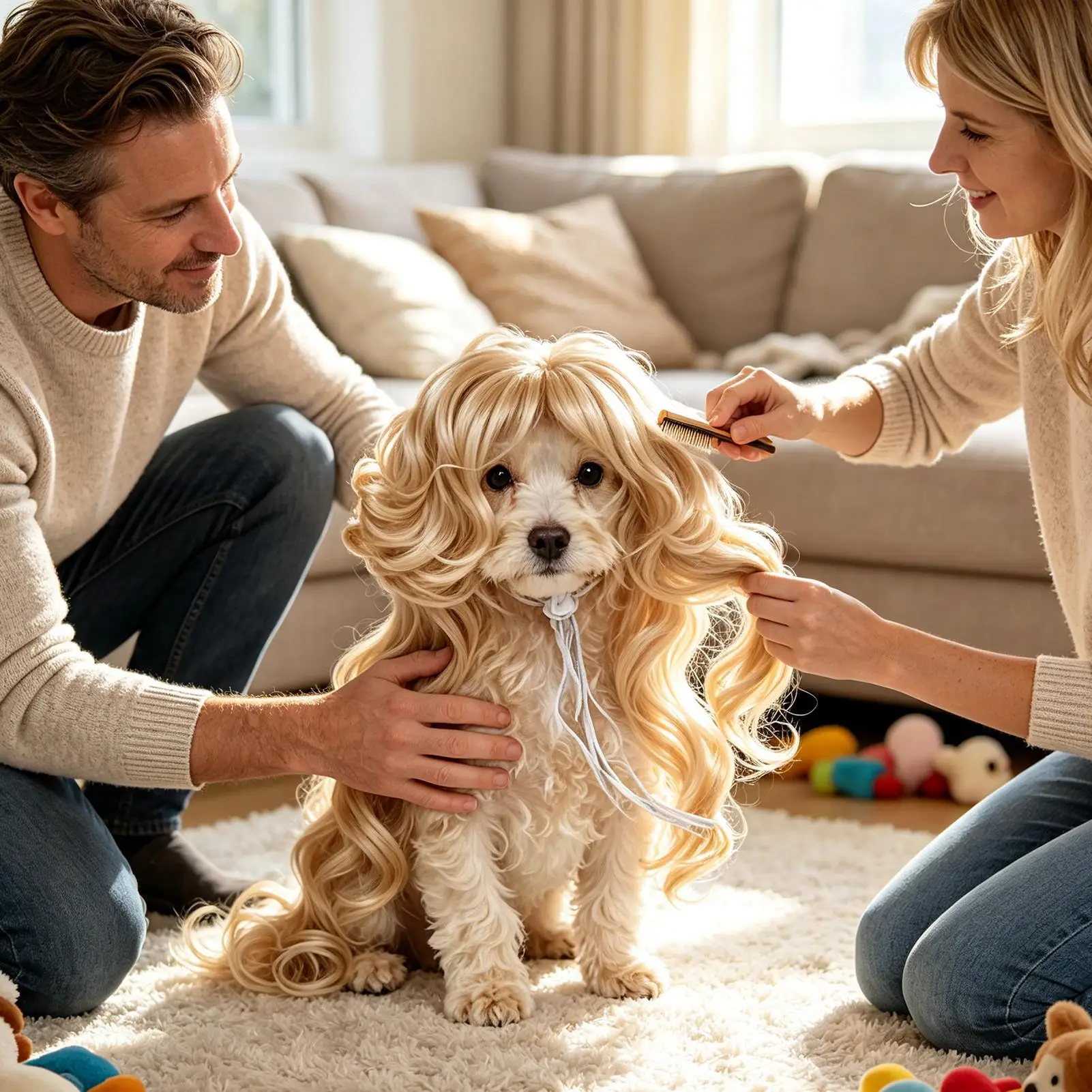 Wigs For Dogs Breathable Mesh Soft Funny Elastic Bands Pet Show Performance Stage Wigs For Halloween Cosplay Carnival Birthday
