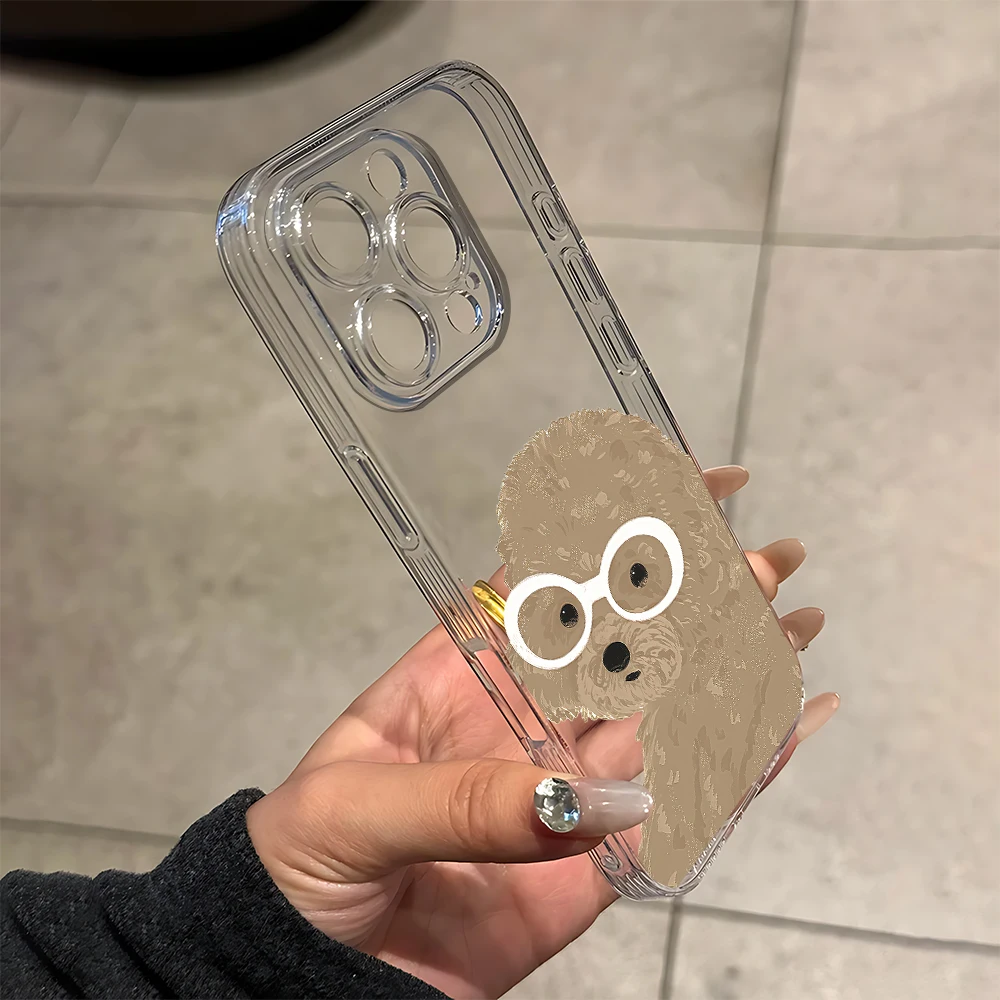 Glasses wearing puppy Silicone Phone Case for iPhone 17 16 15 14 13 12 11 Pro Xs Max Air Mini 7 8 6 6s Plus SE 2020 2022 Cover