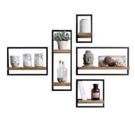 Free Combination Framed Floating Shelves, Wood Metal Plant Shelf, Floating Kitchen Shelves, Simple Floating Wall Shelves