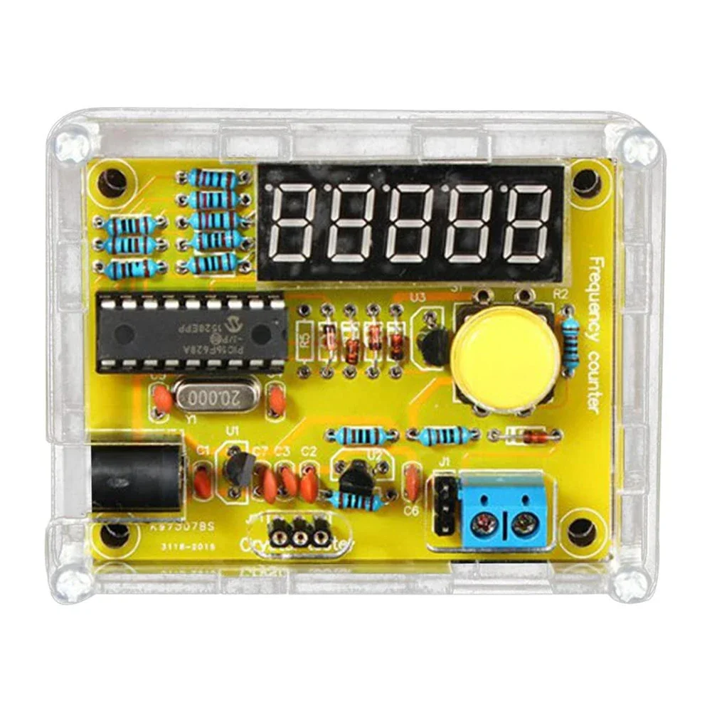 Cristal Oscilador Freqüência Medidor com Shell Case, Freqüência Contador Tester, 5 Dígitos Display, Kits DIY, 1Hz-50MHz