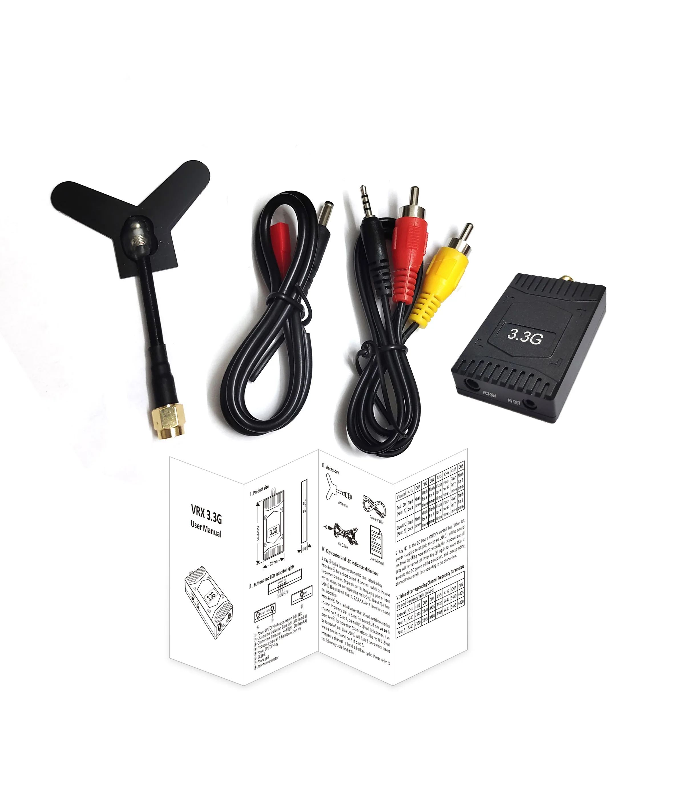 Long Range 3.3GHz 4W FPV Video Transmitter VTX 8CH 4000mW 3.3G VRX Receiver Kit for FPV RC Racing Drone Goggles 