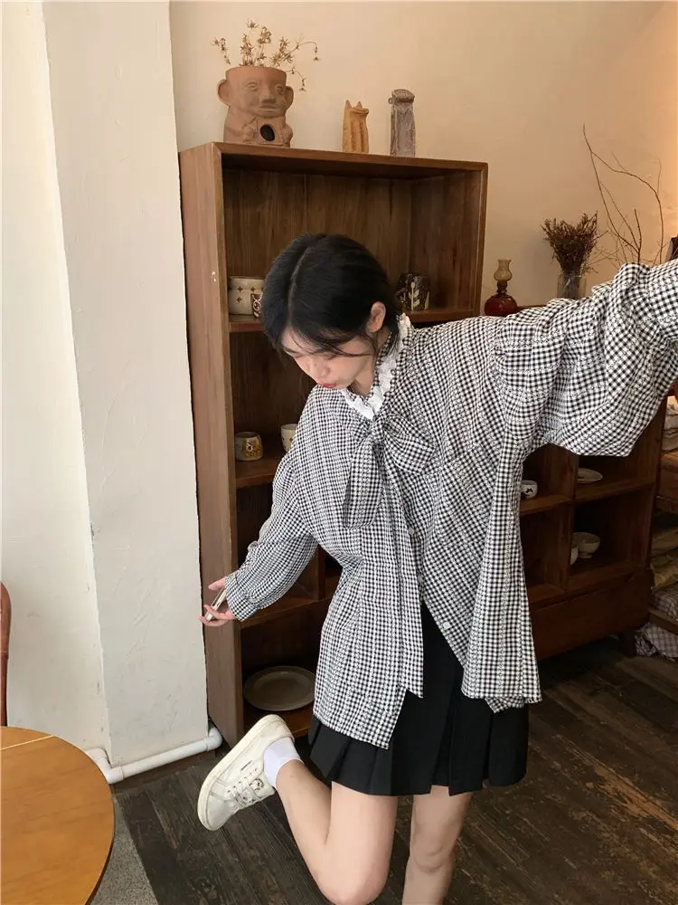 

Женская винтажная Блузка с V-образным вырезом и длинным рукавом