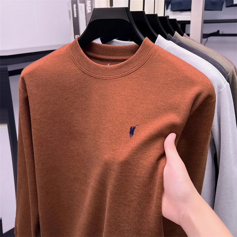 

Осенне-зимняя толстая немецкая бархатная базовая рубашка для мужчин, футболка с длинными рукавами и высоким воротником, универсальная для ношения внутри