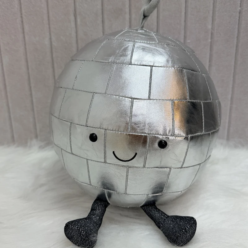 Soft  Disco Ball Plush Toy with Hanging Loop Cute Stuffed Ball Ideal for Holiday Presents, Room Decor and Gift.