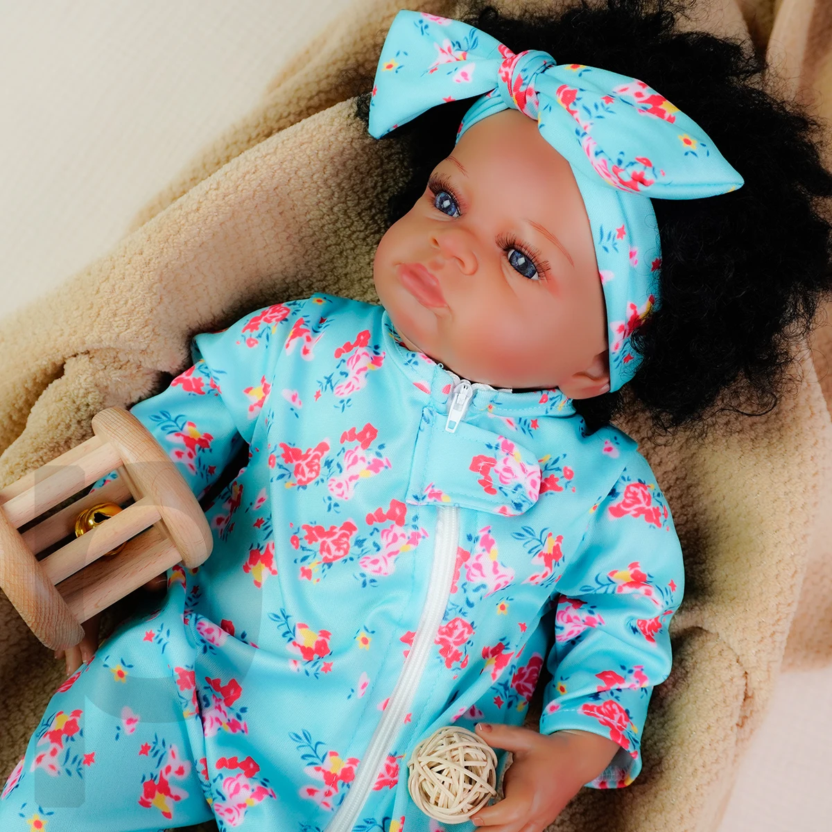 JOYORA Reborn Baby Doll Black Baby Doll Realistic Newborn Doll Real Life Baby Doll Children's Gift High Quality Handmade Dolls