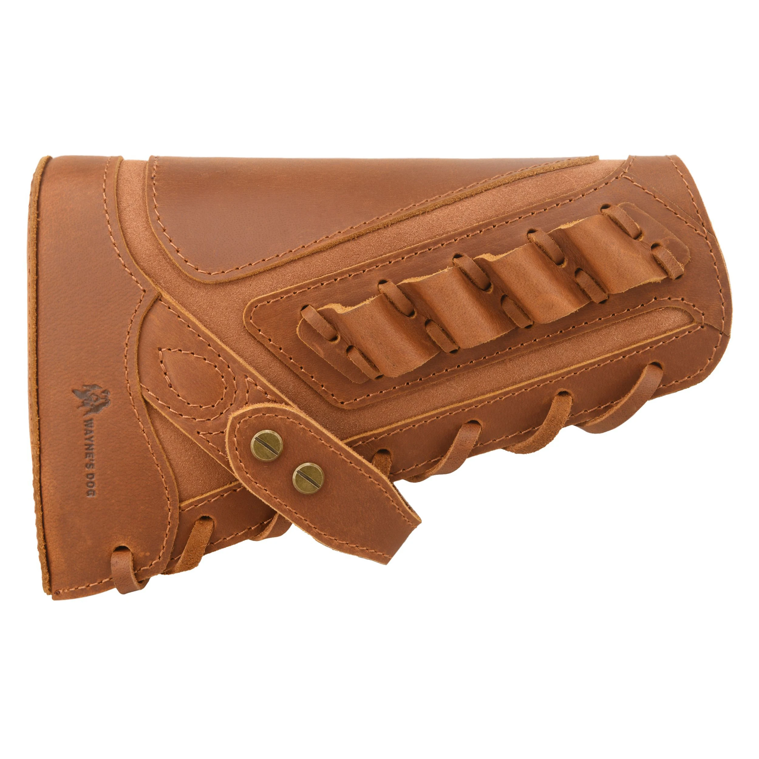 no-drill-full-leather-rifle-gun-buttstock-sleeve-wrap-with-shell-ammo-holder-for-30-30-308-357-44mag-22mag