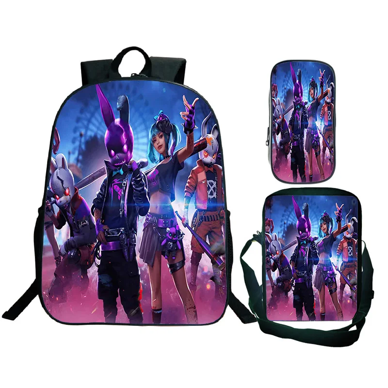 3D Game Free Fire Garena Cartoon Pattern Backpack Shoulder Bag Pencil Case3pcs Hot Sale Backpacks Teen Students Laptop Schoolbag