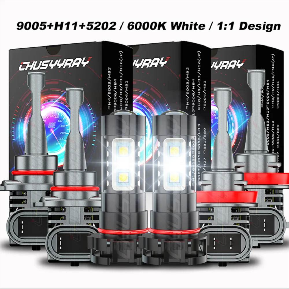 XWQHJW Car lights LED Headlight + Fog Light Bulbs For Chevy Silverado 1500 2500HD 2007-2015 Car accsesories