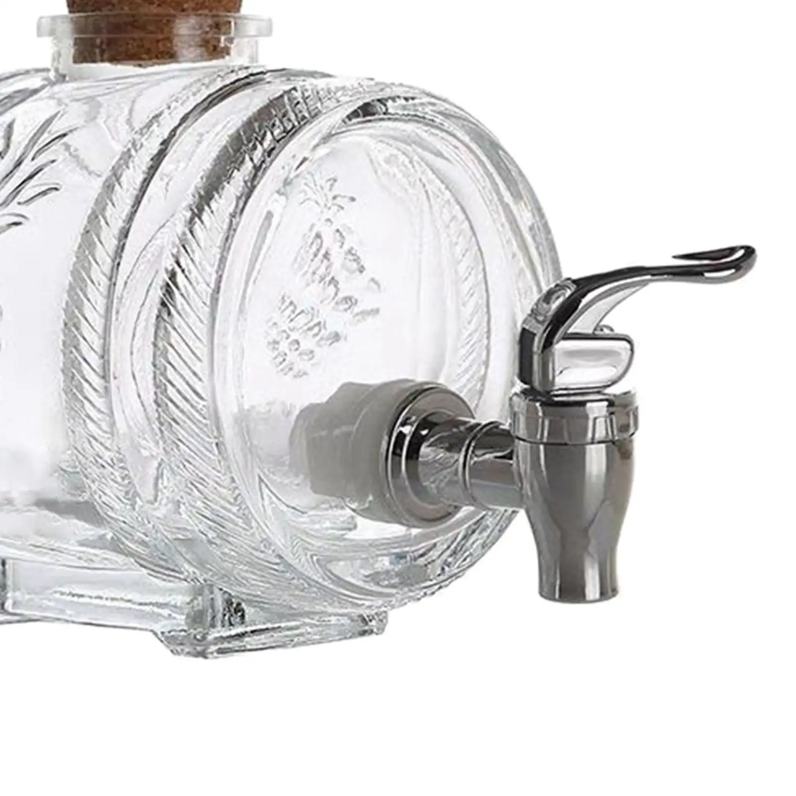 Premium Glass Barrel Dispenser with Cork Stopper Home Use Glassware for Beer Wine and Spirits view 3