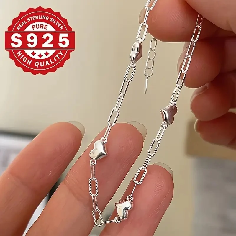 925 Sterling Silver Bracelet Love Sweet Ring Buckle Hand Jewelry Adjustable Hand Women Charm Jewelry