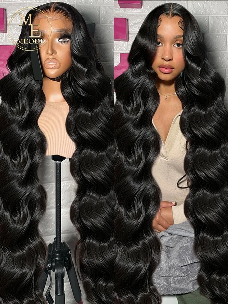 Perruque Lace Front Wig Body Wave Brésilienne Naturelle, Cheveux Humains, 13x6 HD, 13x4, Pre-Plucked, Transparent, 30 Pouces