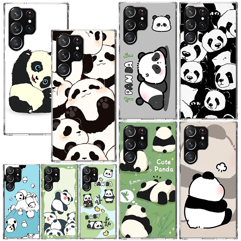 Cartoon Cute Panda Bear Phone Case For Samsung Galaxy S26 S25 Edge S24 FE S23 S22 Ultra S21 Plus S20 + Art Fundas Back Cover Gal