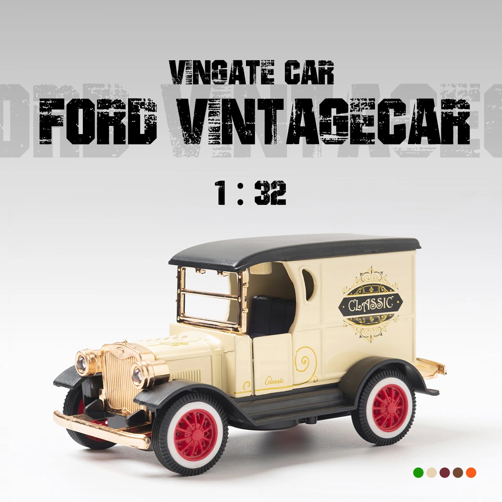 1:32 Diecast Fords Vintage Retro Car Model Graffiti Classic Pull Back Car Miniature Vehicle Replica For Collection Gift for Kids