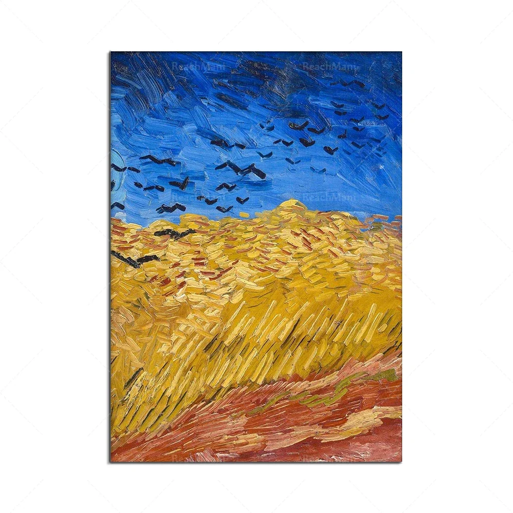 Vincent van Gogh Art Prints, Crow's Wheat Field, Famous Landscape Paintings, Home Decor Wall Art Posters