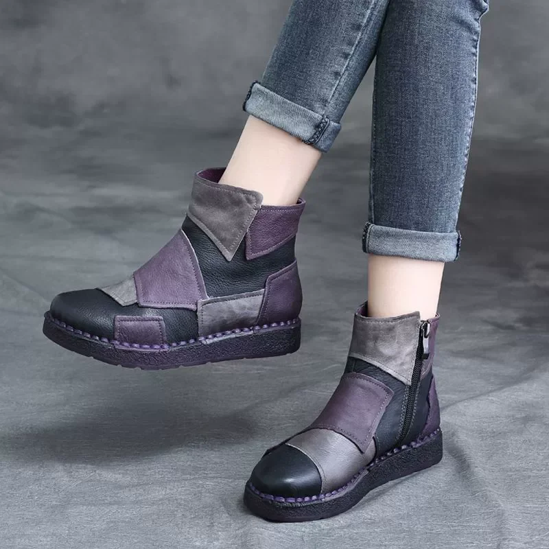 

GKTINOO 2026 Зимние Новые Женские Короткие Ботинки из Натуральной Кожи с Боковой Молнией, Разноцветные, на Мягкой Подошве, с Плюшевой Теплой Подкладкой