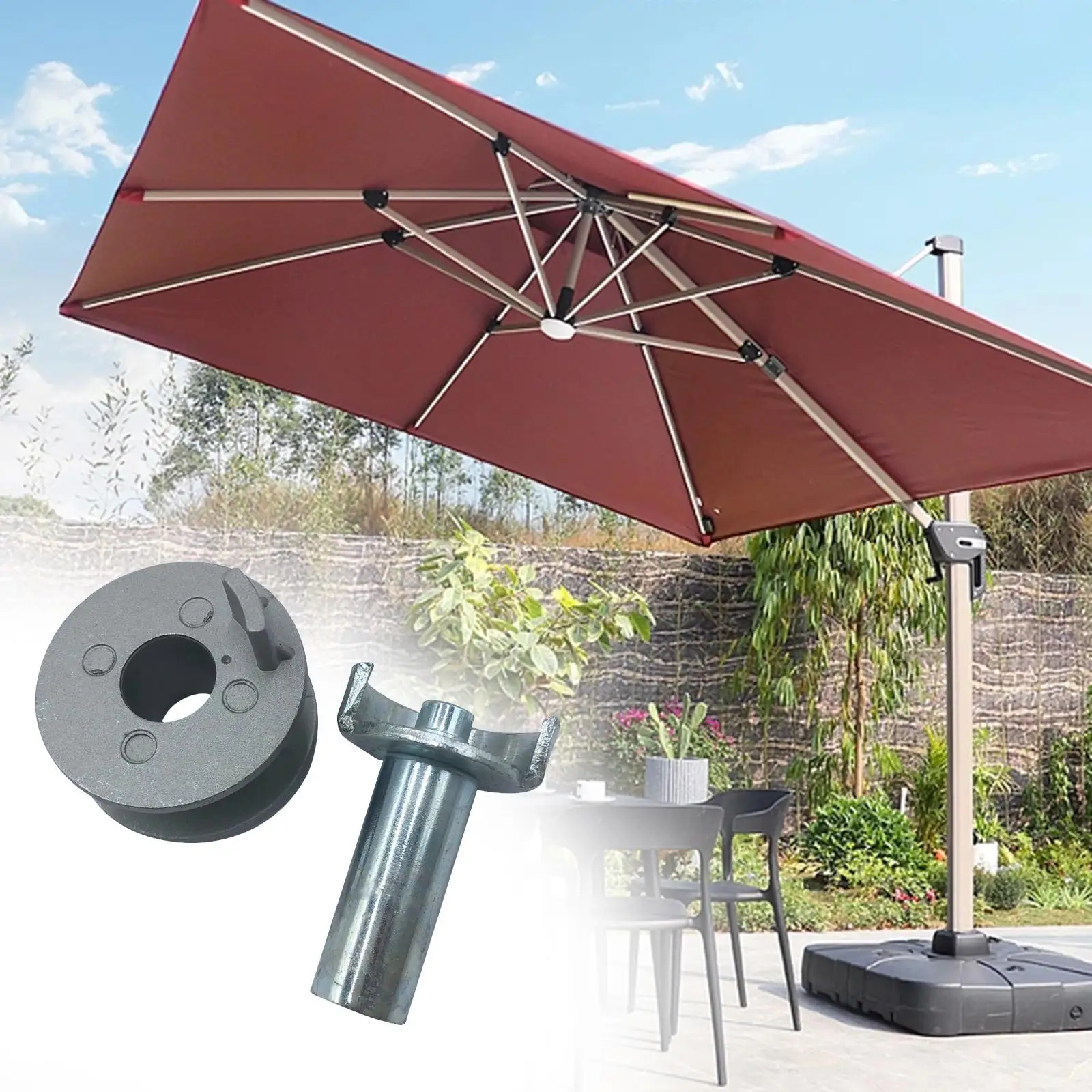 Adjustable Metal Clamp Umbrella Holder Replacement Accessory Base Stand for Complete Outdoor Umbrella