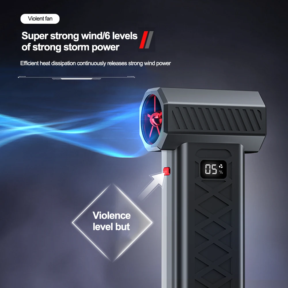 مروحة عنيفة 400000 دورة في الدقيقة منفاخ هواء قوي مروحة توربو مع شاشة LED وإضاءة منظف الغبار 6 سرعات منفاخ توربو جيت بدون فرش #2