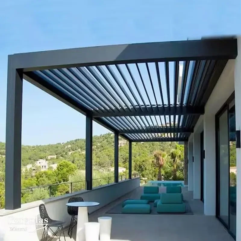 Aluminum Louvered Pergola Kit for Outdoor Garden Waterproof Shading Canopy Motorized Pavilion Gazebo Bioclimatic Pergola