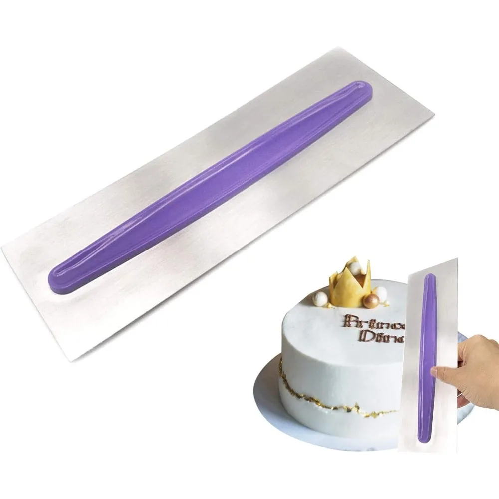

Stainless Steel Cake Scraper Metal Icing Smoother Polisher Decorating Comb Cake Pastry Cutter for Cake Decorating with a Pu