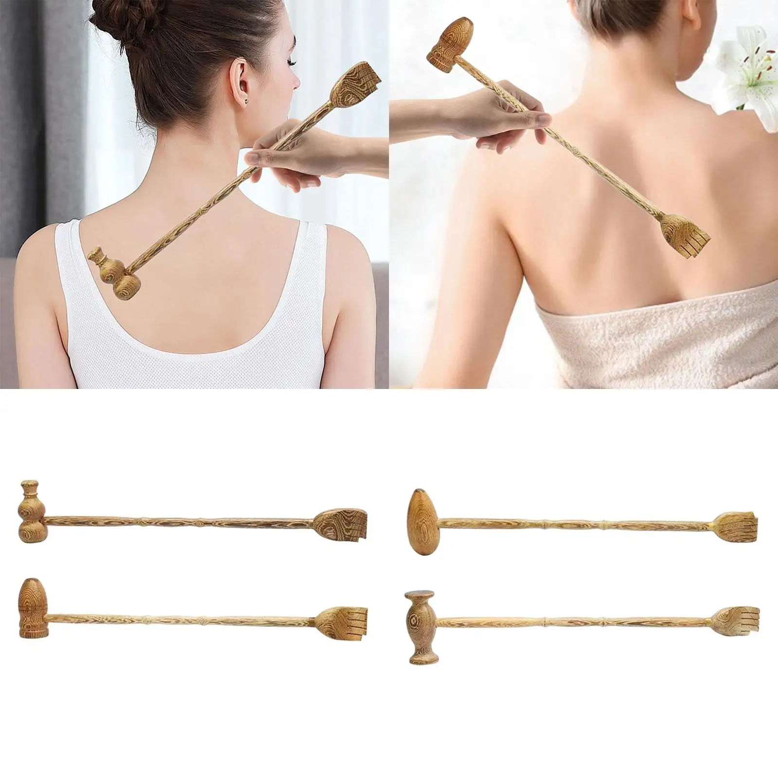 Back Scratcher Knock Hammer Long Grab Reach 2 in 1 Scraper Handheld Back Scratch Claw for Adults Worker Elderly Office Men Women