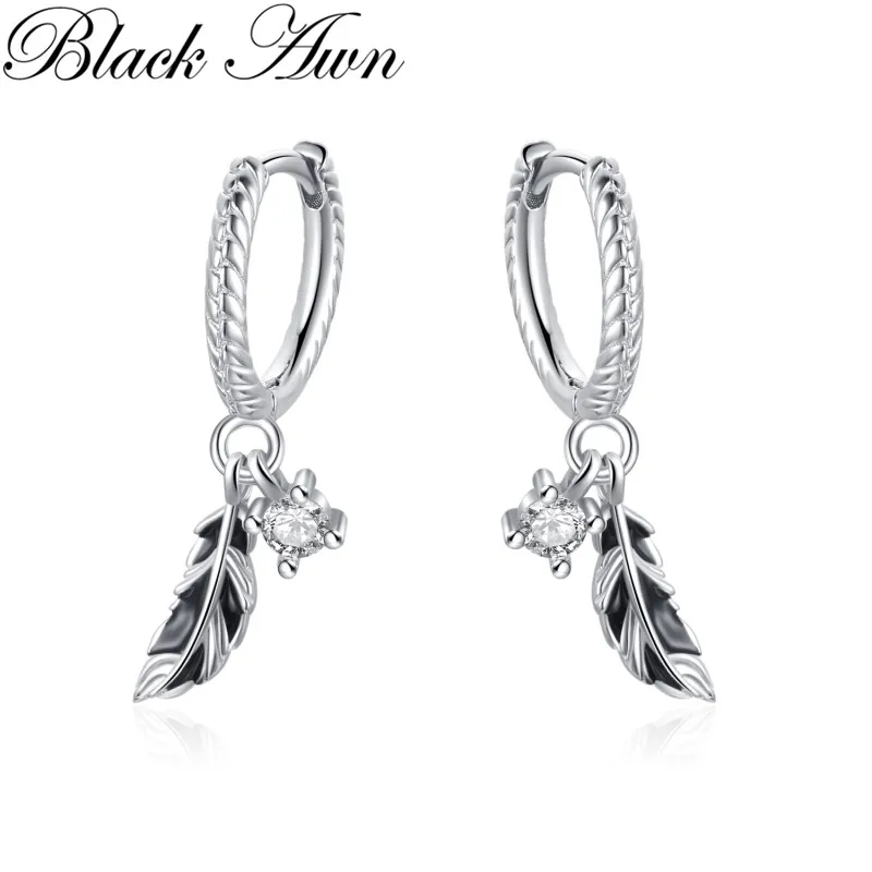 Black Awn 2023 Hoop Earrings Silver Color Sparkling Pave Fashion Earring Jewelry Gift For Women Girl Party Engagement I270