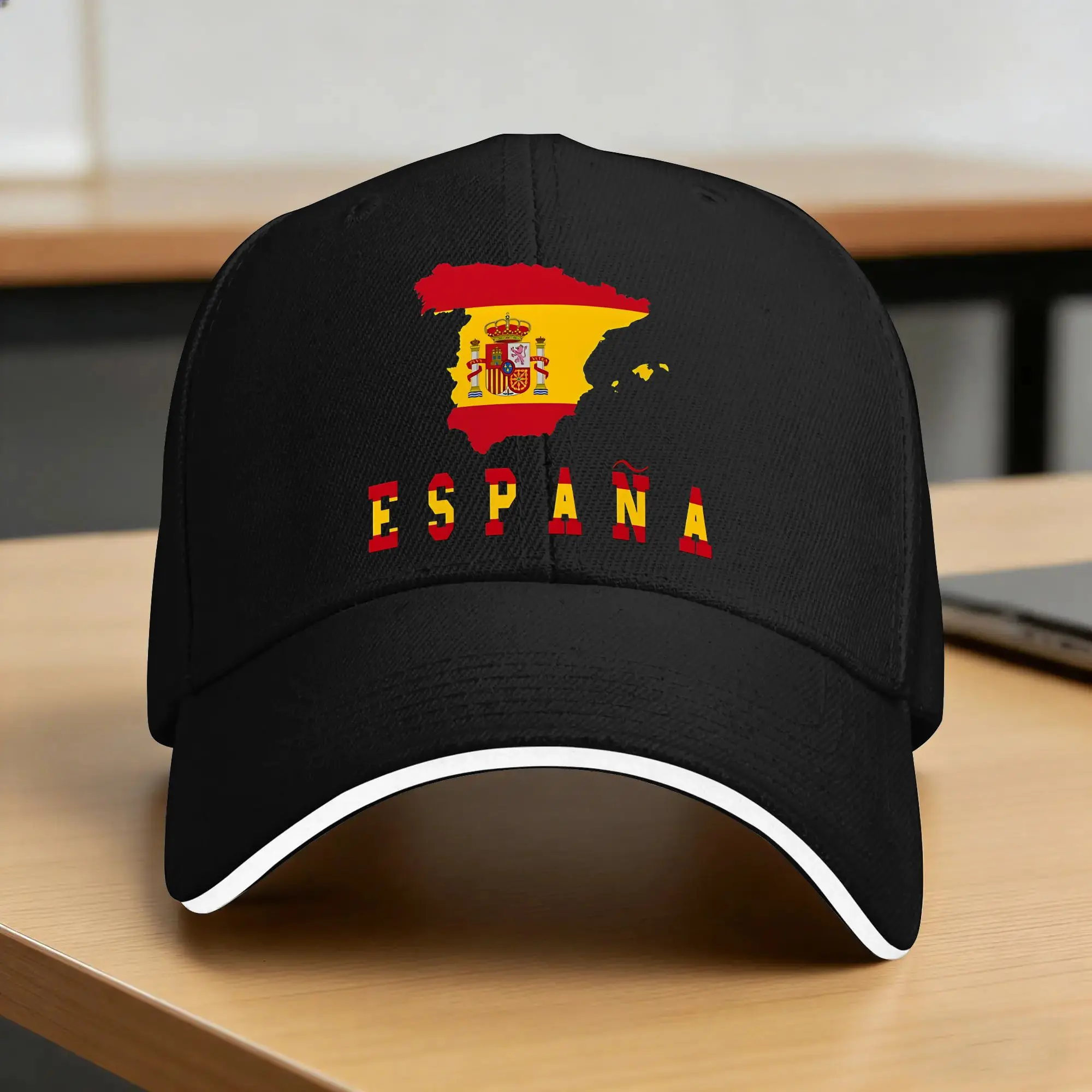 Summer Casual Baseball Cap Spain Flag España Country Outline Kpop Rock Trucker Hat For Men Adult Sunscreen  Trendy Snapback Cap