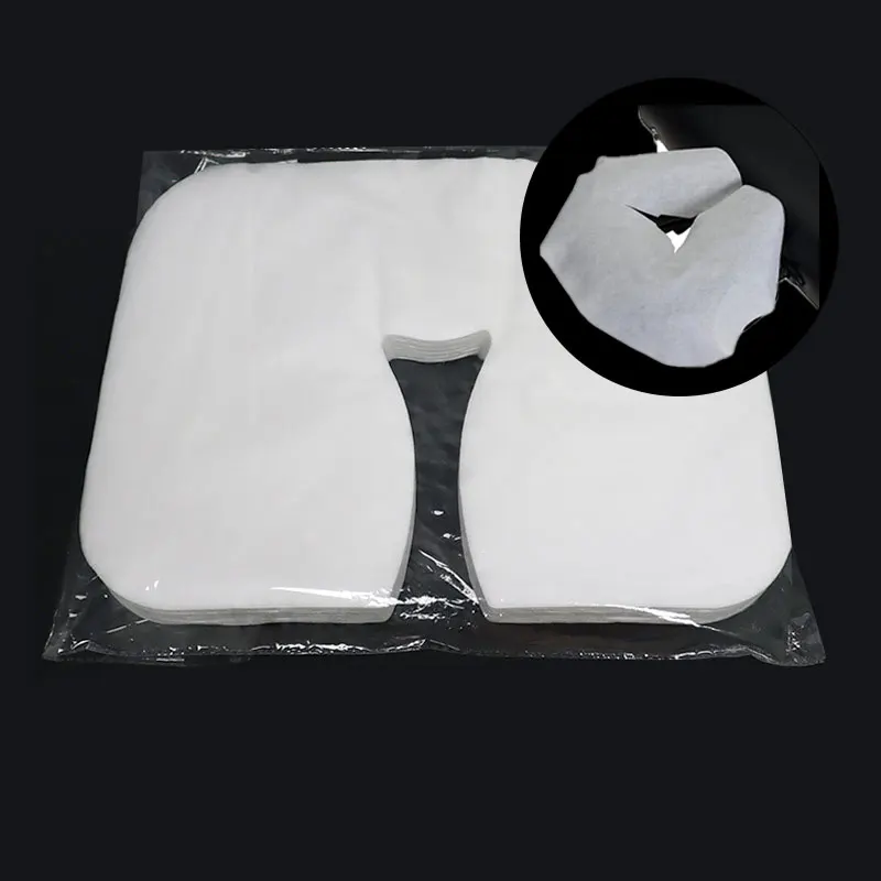 Descartável Spa Massagem Berço Mesa Lençóis, Encosto de Cabeça Pads, Tecido Não Tecido, Rosto Travesseiro Hole Cover, Resto Sobreposição Almofada, 100 Pcs