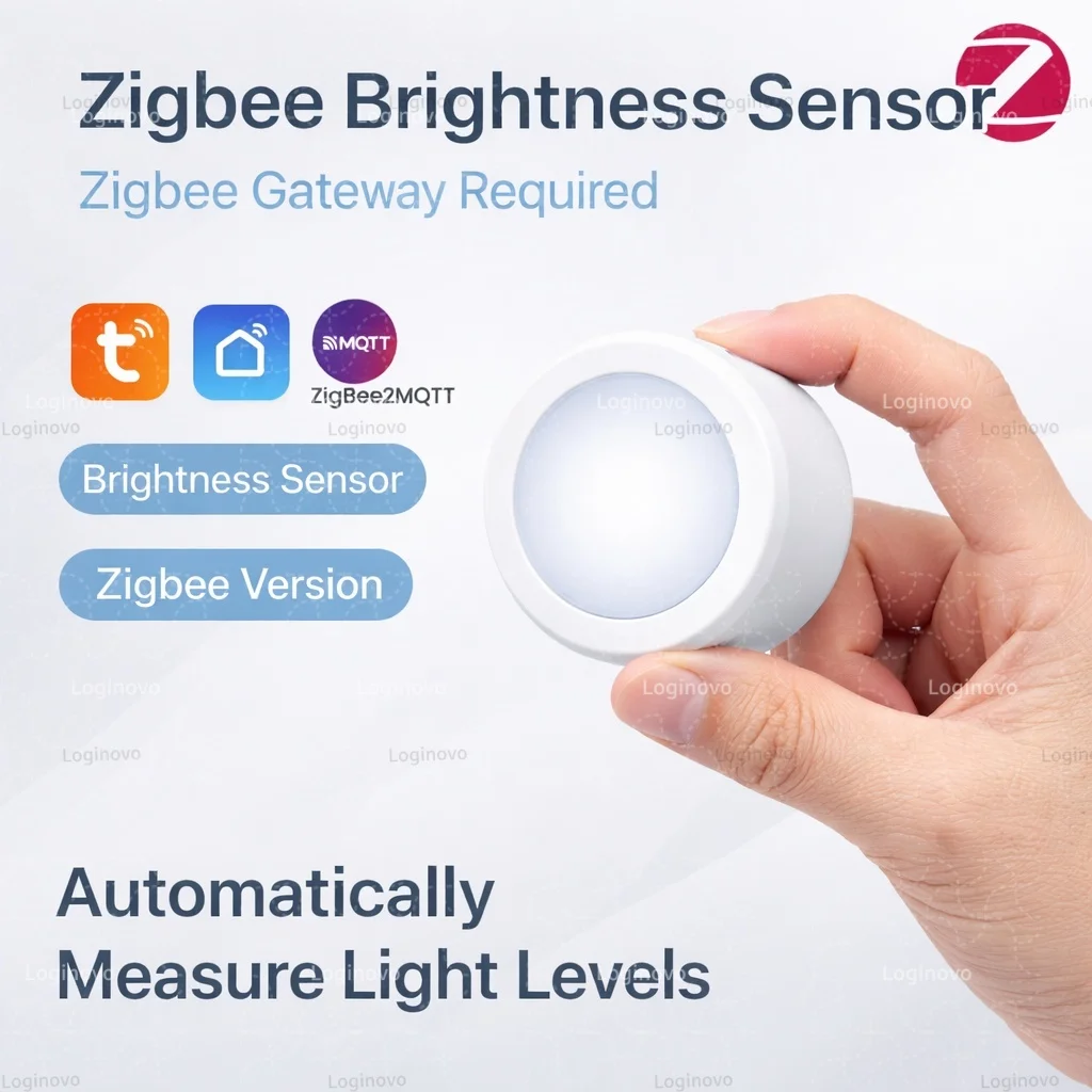 

Zigbee Light Sensor Tuya Brightness Luminance Detector Battery Powered Smart Home Linkage Work With Smart Life 2MQTT Gateway Hub