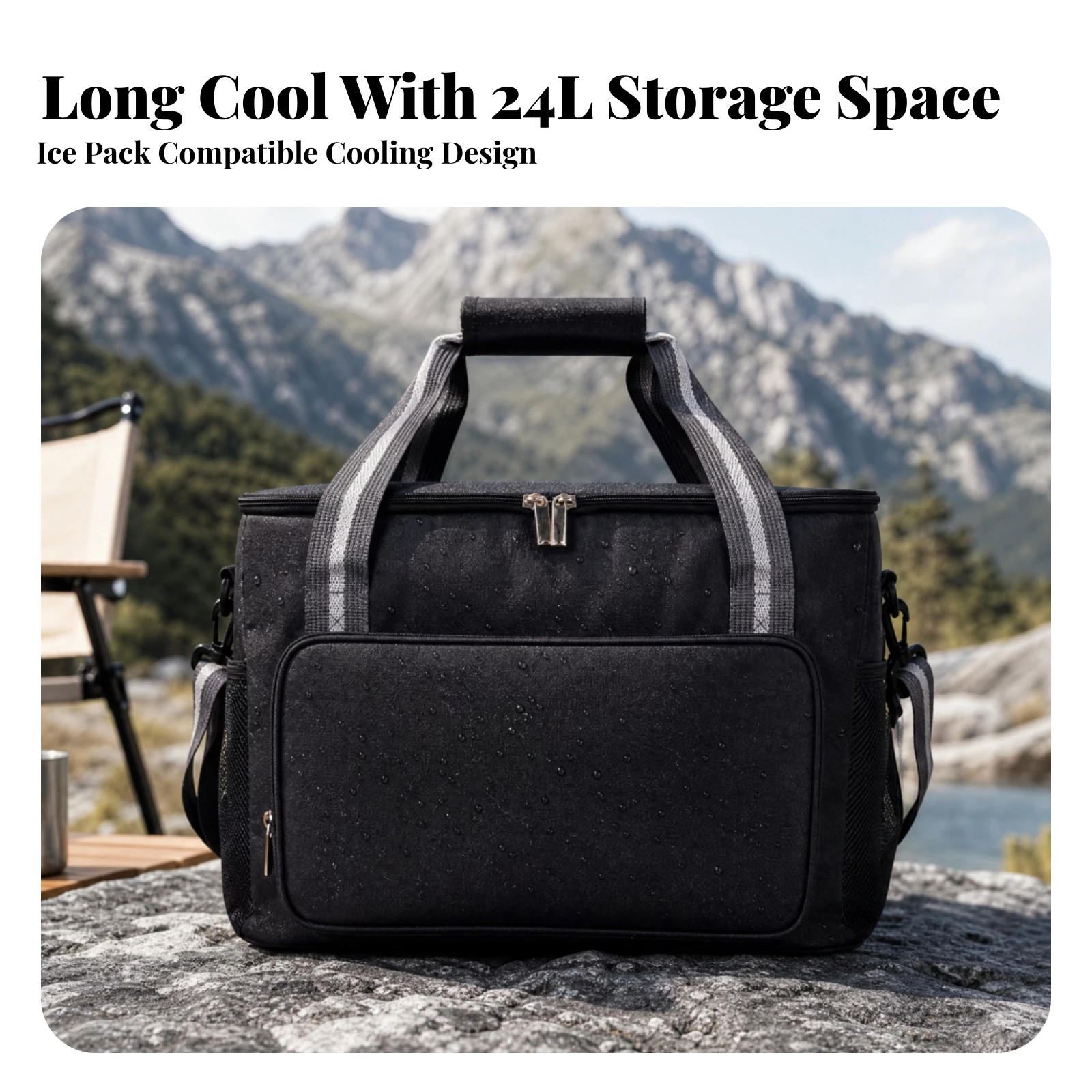 Foldable Insulated Cooler Bag Leak Proof 24 L Insulated Cooler Bag Easy to Clean Lightweight for Outdoor Activities, Camping