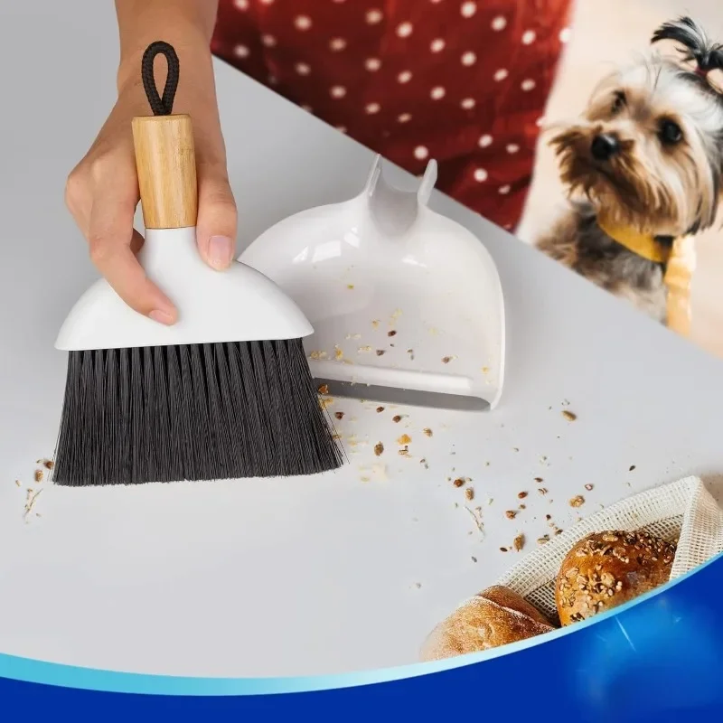

Mini Dustpan and Brush Set, Portable Cleaning Brush and Dustpan Combo with Bamboo Handle, 1 Set