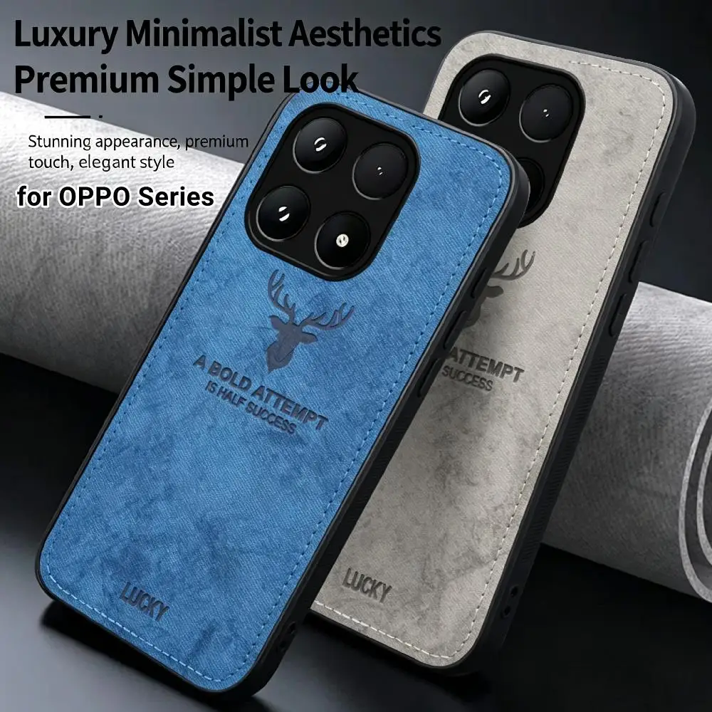 Fashion Cloth Phone Case For OPPO Find X3 Lite X5 X6 X8 X7 X9 Ultra Reno 15 16 Pro Global Build-in iron Cover Lucky Deer Shell