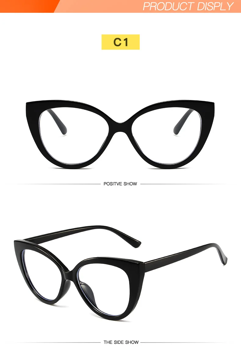 New Design Comfortable Spliced Colors Cat Eye Shape Anti Blue Light Blocking Computer Optical TR90 Frame Glasses Eyewear
