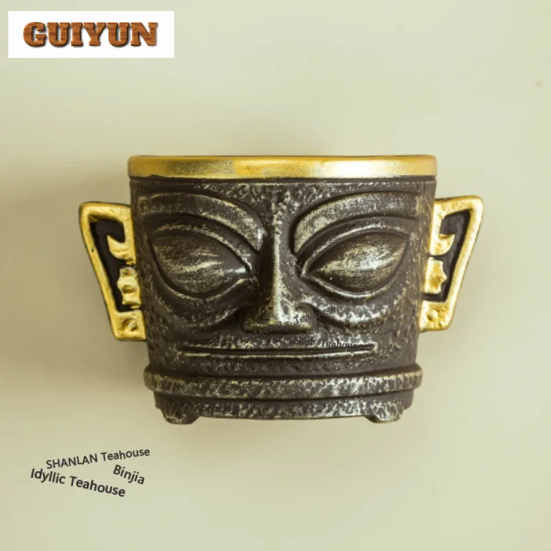 Sanxingdui Mask Incense Holder Incense Waterfall Incense Burners Mosquito Incense Holder Aromatherapy Censer Teaware Craft