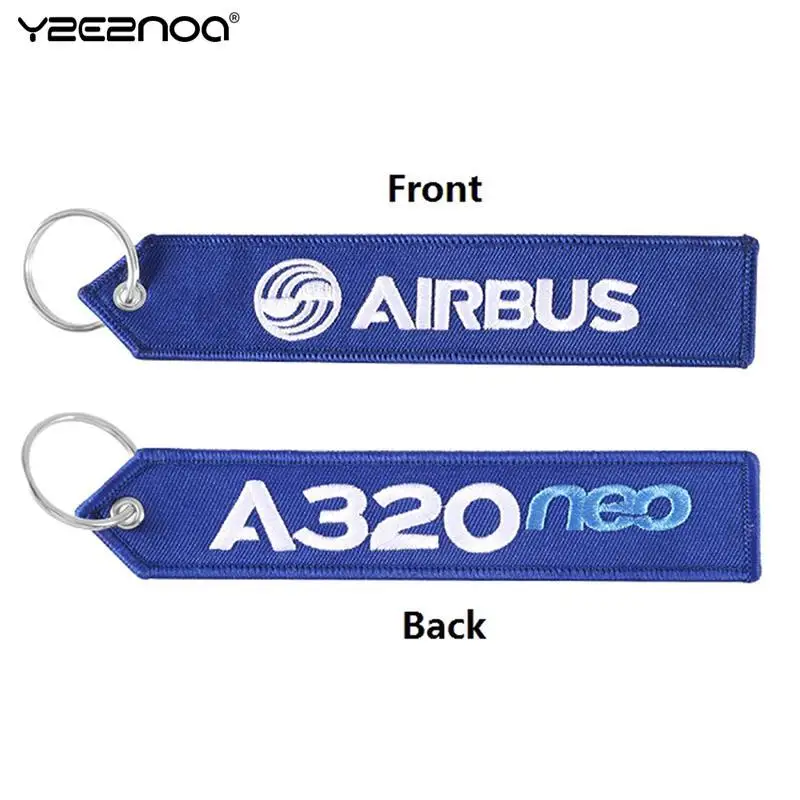 AIRBUS Keychain Motorcycle Car Embroider Key Ring A320 Aviation Key Ring Chain For Aviation Gift Strap Lanyard For Bag Zipper