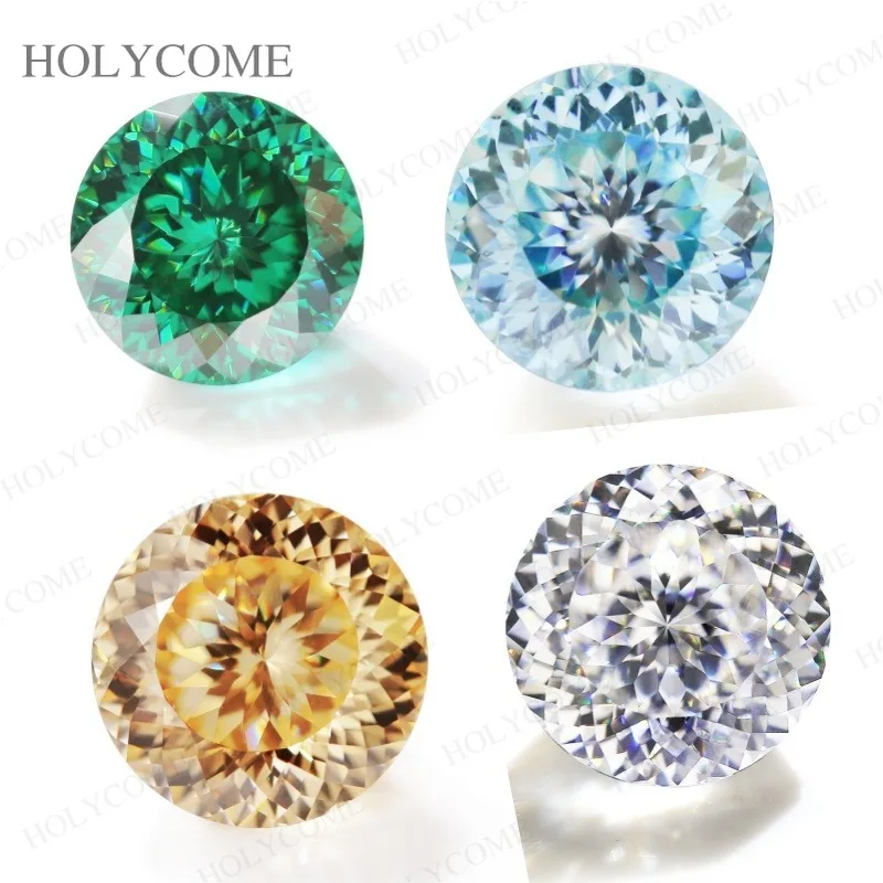 

Moissanite Diamond Ruond Portuguese Cut Loose Gemstone Beads VVS1 D Chamgapne Aqua Blue Green For Engagement Jewelry DIY Design