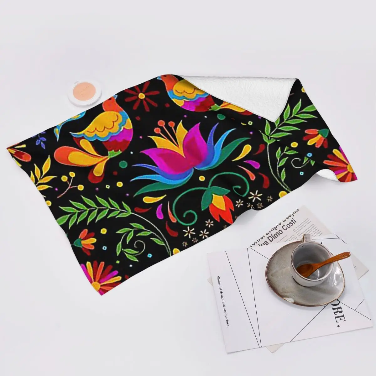 Custom Mexican Flowers And Birds Soft Face Towel Quick Dry Pool Bath Cotton Towels Breathable