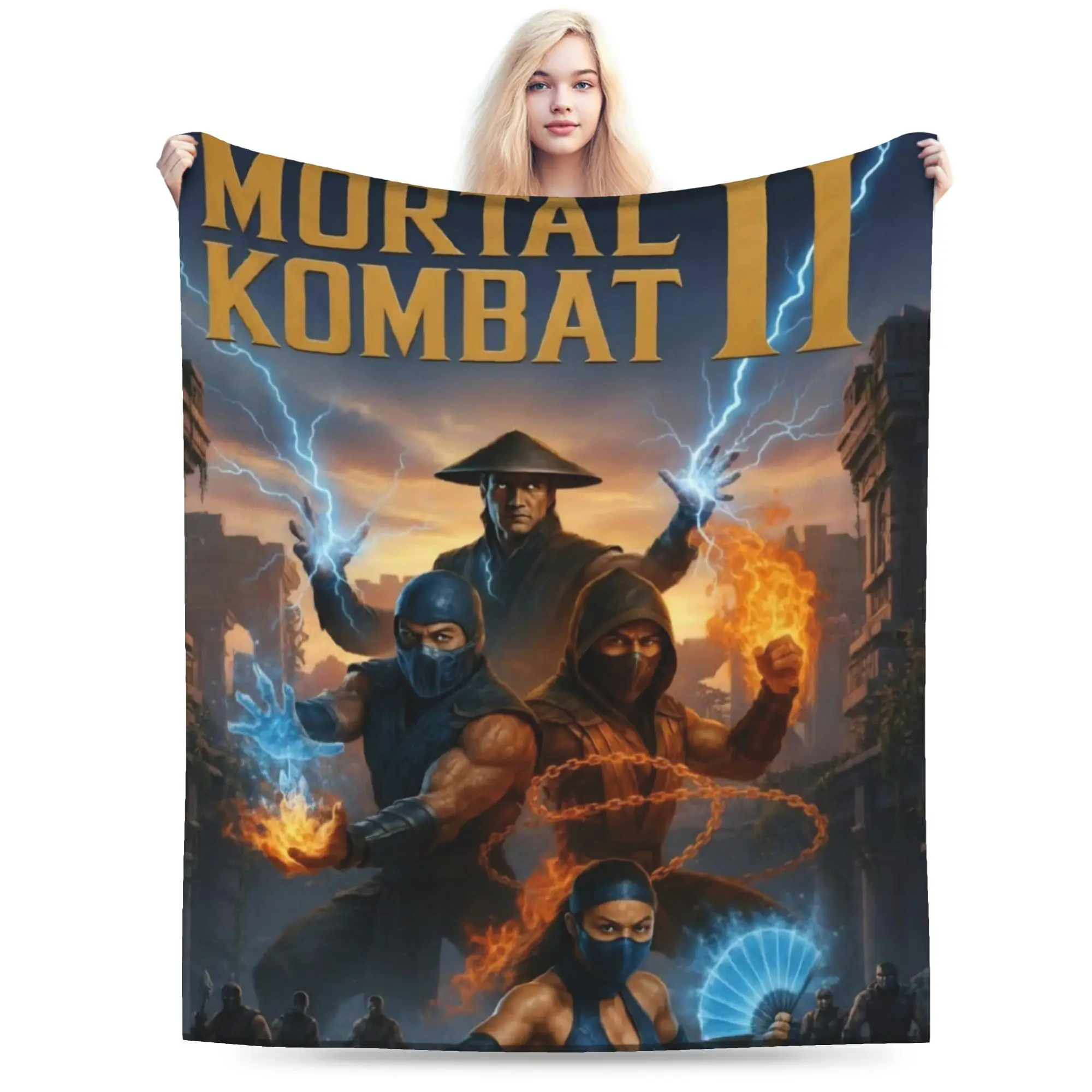 Super Soft Mortal Kombat II Moive 2026 Throw Blanket Premium Fleece Flannel Lightweight  Bed Blanket Warm Plush Bedspread