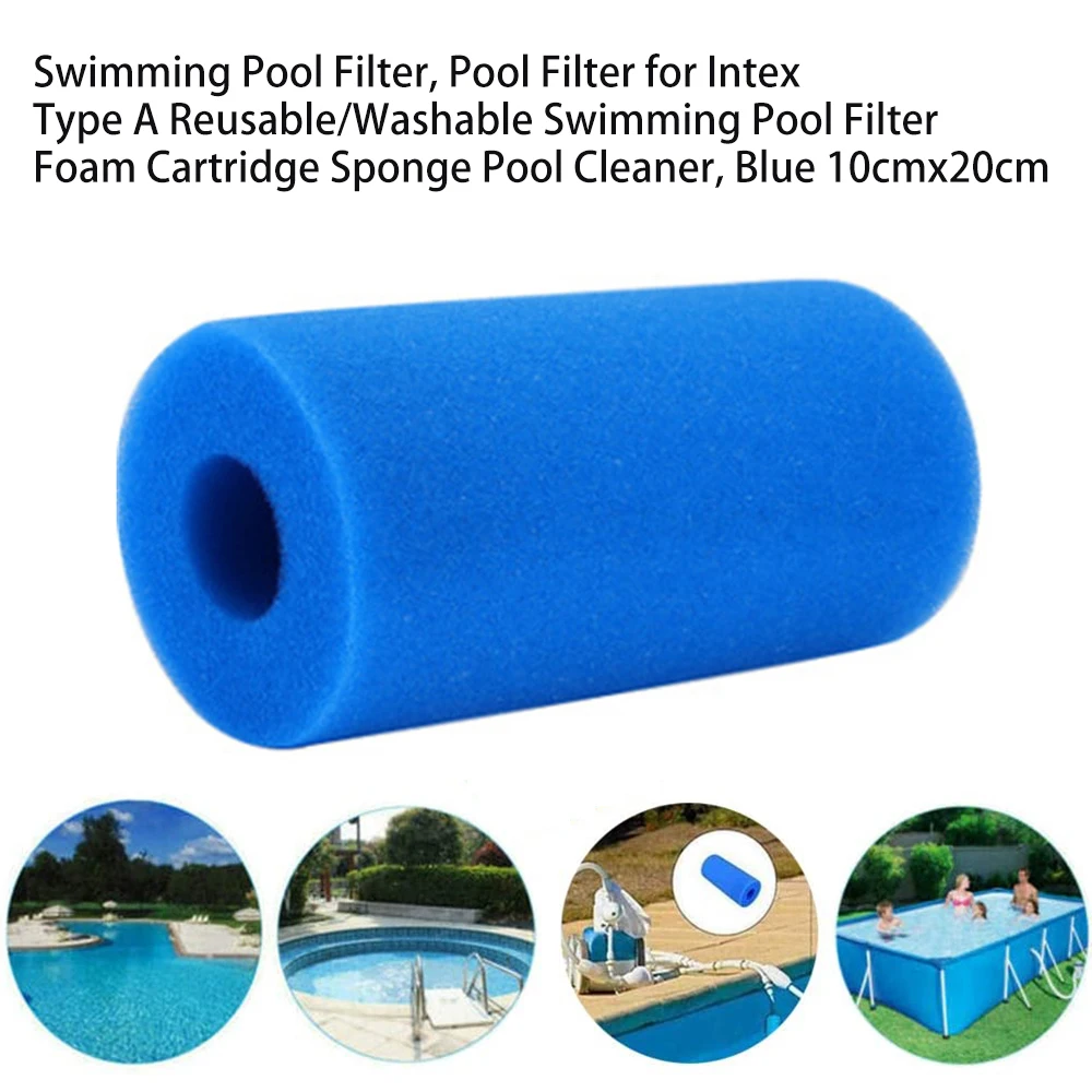 Swimming Pool Filter for Intex Type A Reusable Washable Swimming Pool Filter Foam Cartridge Sponge Pool Cleaner 10cmx20cm