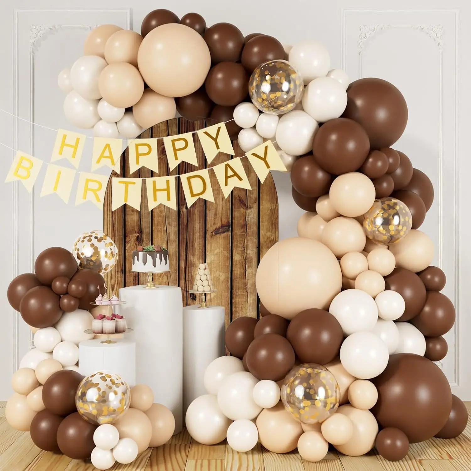 Rustic Wood Chiara Arch Cover Backdrop Retro Wedding Bridal Shower Photography Adult Birthday Background Custom 2-sided Props