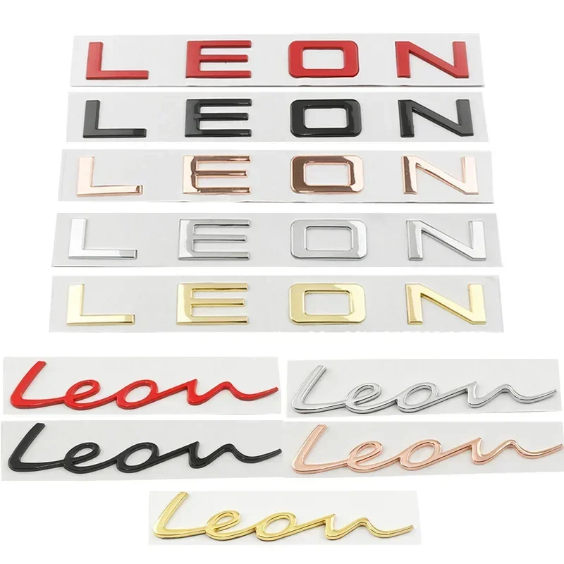 Car 3D Metal Leon Words Letters Logo Decals Emblem Badge Sticker For Seat Leon MK1 MK2 MK3 MK4 MK5 MK6 FR Styling Accessories