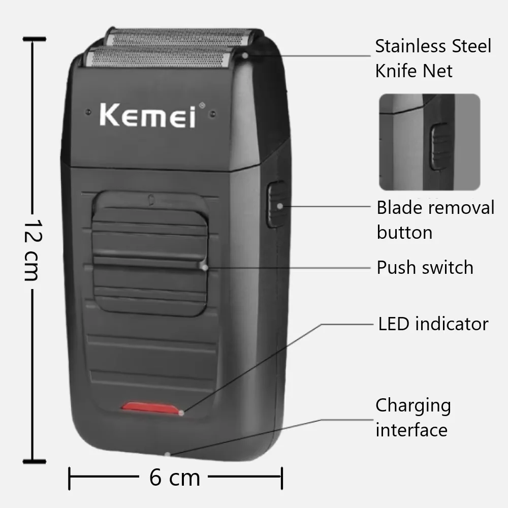 Kemei KM-1102 Elektrischer Rasierer für Männer Haarschneidemaschine Professioneller Haarschneider Bartschneider Rasierer für Herren – Detail 3